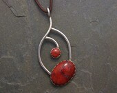 Sterling Silver and Red Jasper Pendant Necklace Organic Design Handmade OOAK