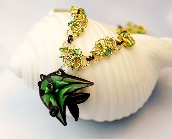 Flower Fish Chainmaille Necklace
