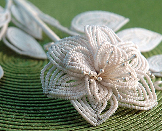 White Beaded Rose