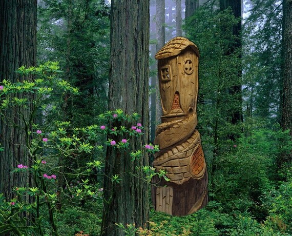 Fairy House Hand Carved Cedar - Magical