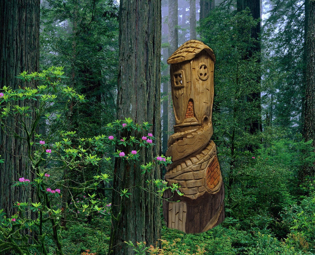 Fairy House Hand Carved Cedar - Magical