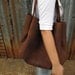 Hand-stitched Brown Leather Double Strapped Shoulder Bag - featured on front Page of Etsy