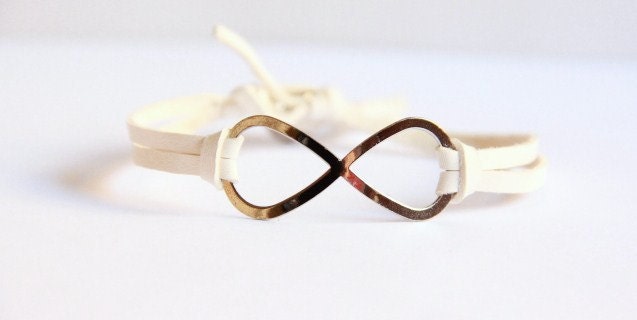 Infinity - White Leather and Silver Rhinestone
