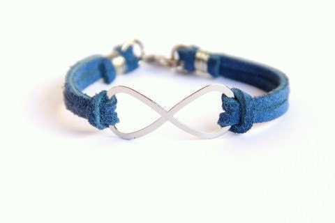 Infinity - Blue Suede and Silver Clasp