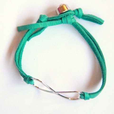 Infinity - Turquoise Leather and Silver Rhinestone
