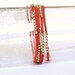 Upcycled Orange Suede & Rhinestone Wrap Bracelet