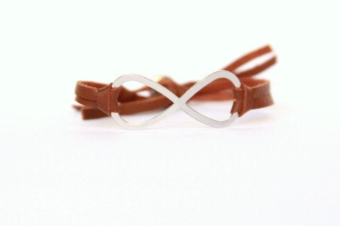 Infinity - Brown Leather and Silver Rhinestone
