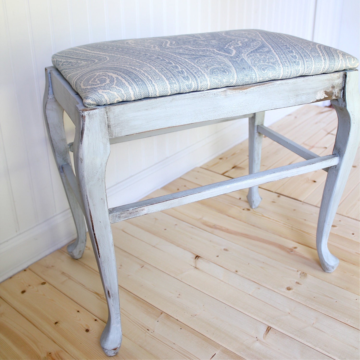Reserved for Kristen - Upholstered Bench, traditional Gustavian, Scandinavian Farmhouse style