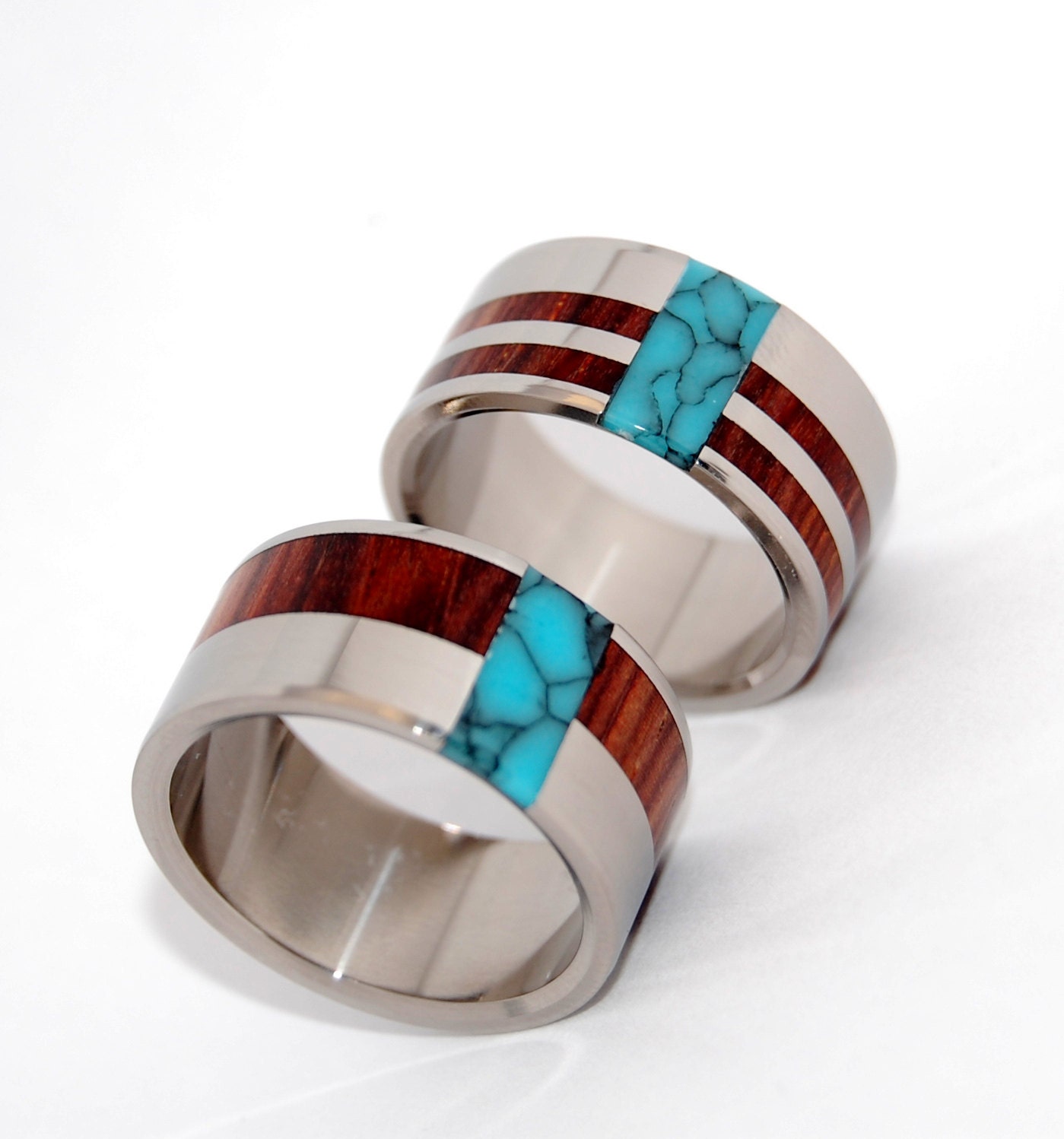 Soul Mates Ready for Battle - Titanium Wedding Band Set