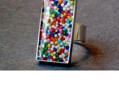 Silver Sprinkle Ring Rectangle  Adjustable