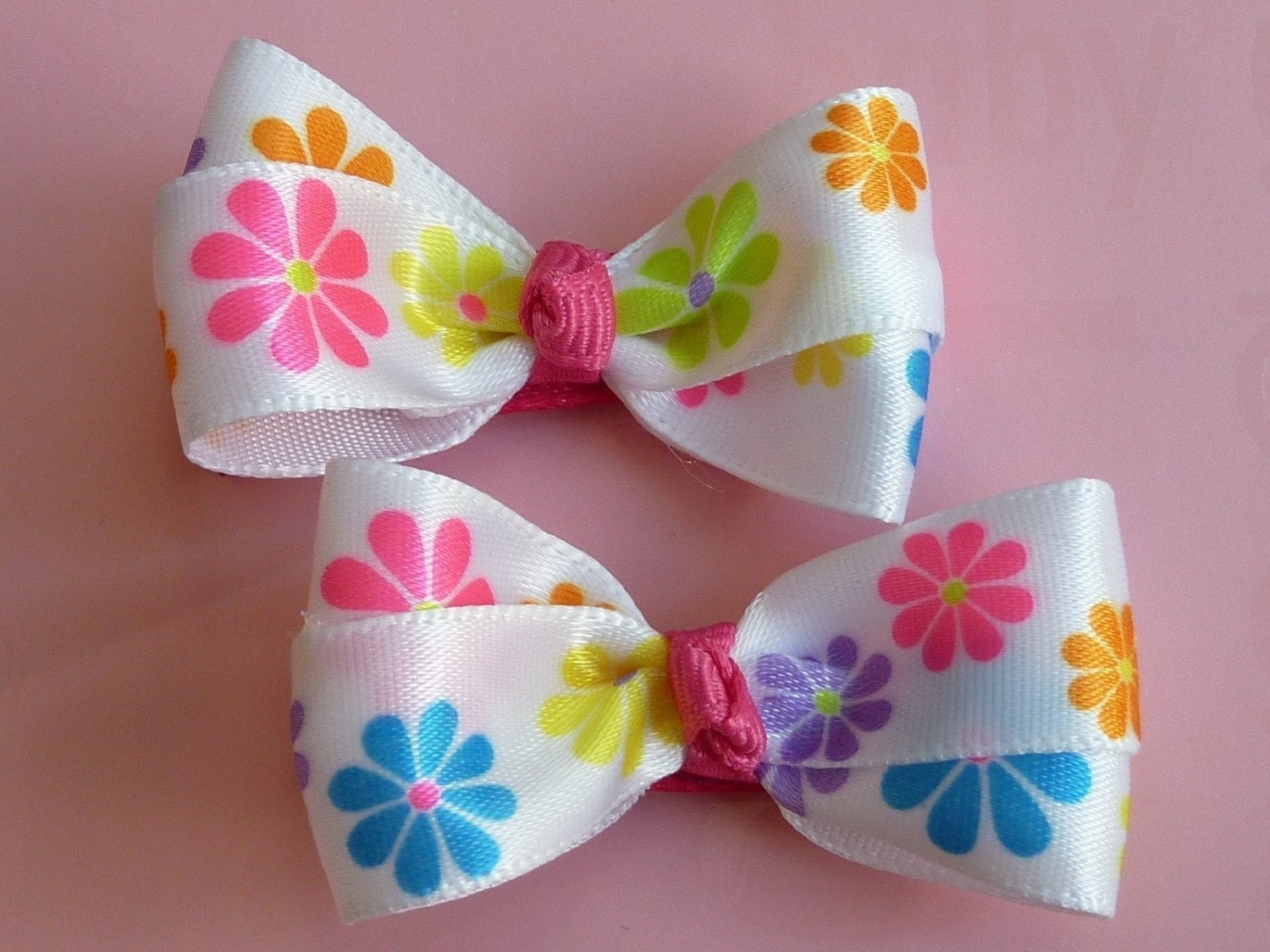 SPRING - Set of 2 Boutique Style Hair Bow Clips