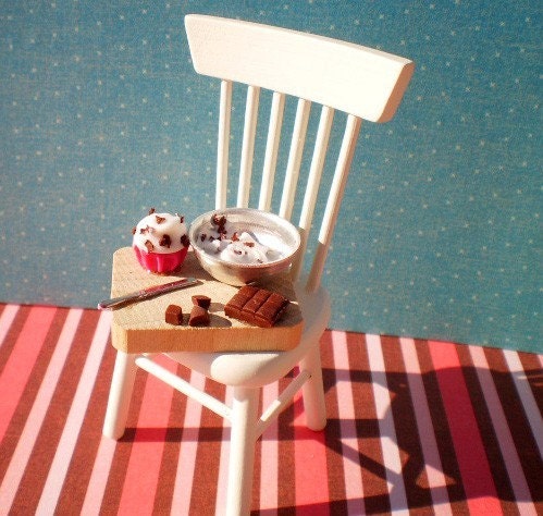 Chocolate Chip Cupcake Preparation Board Miniature Scale 1/12