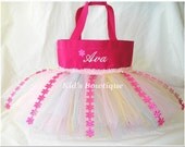 Floral Bouquet Monogrammed Tutu Tote Bag