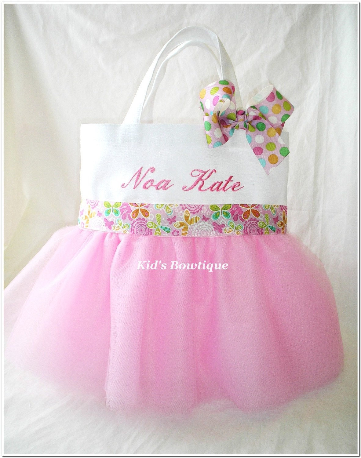 Butterfly Monogrammed Tutu Bag w Matching Monogrammed Hair Bow