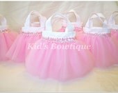 Set of 8 Sweet Baby Pink Sequins Party Favor Tutu Bags