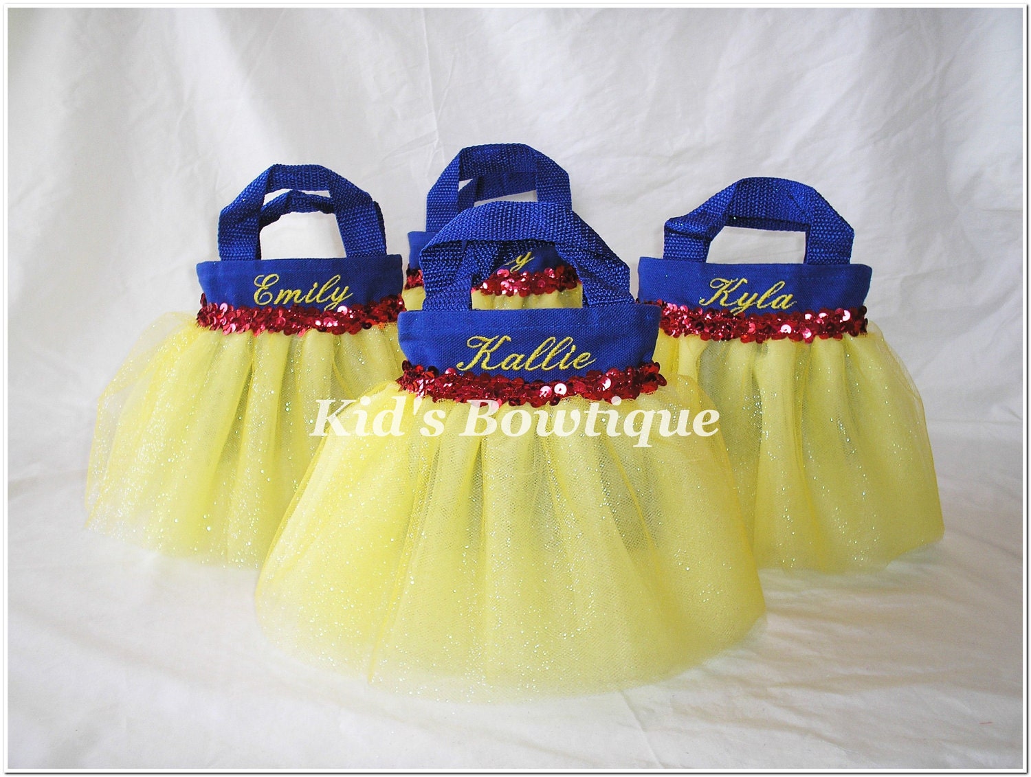 MONOGRAMMED Set of 4 Snow White Inspired Princesses Party Favor Tutu Bags