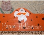 Halloween Ghost Orange & Black Happy Halloween On Wood Sign Decoration Custom
