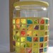 Rainbow Golden Yellow Hand Painted Glass Mosaic Tile Vintage Jar Kitchen Canister Holiday Gift
