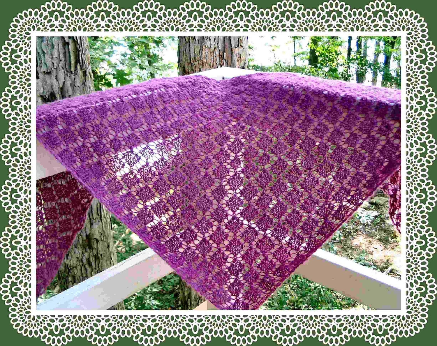 Easy garter stitch diamond lace shawl pattern PDF