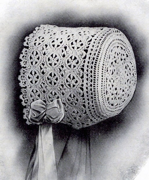 Lace Baby Bonnet PDF Vintage Crochet pattern Edwardian era antique