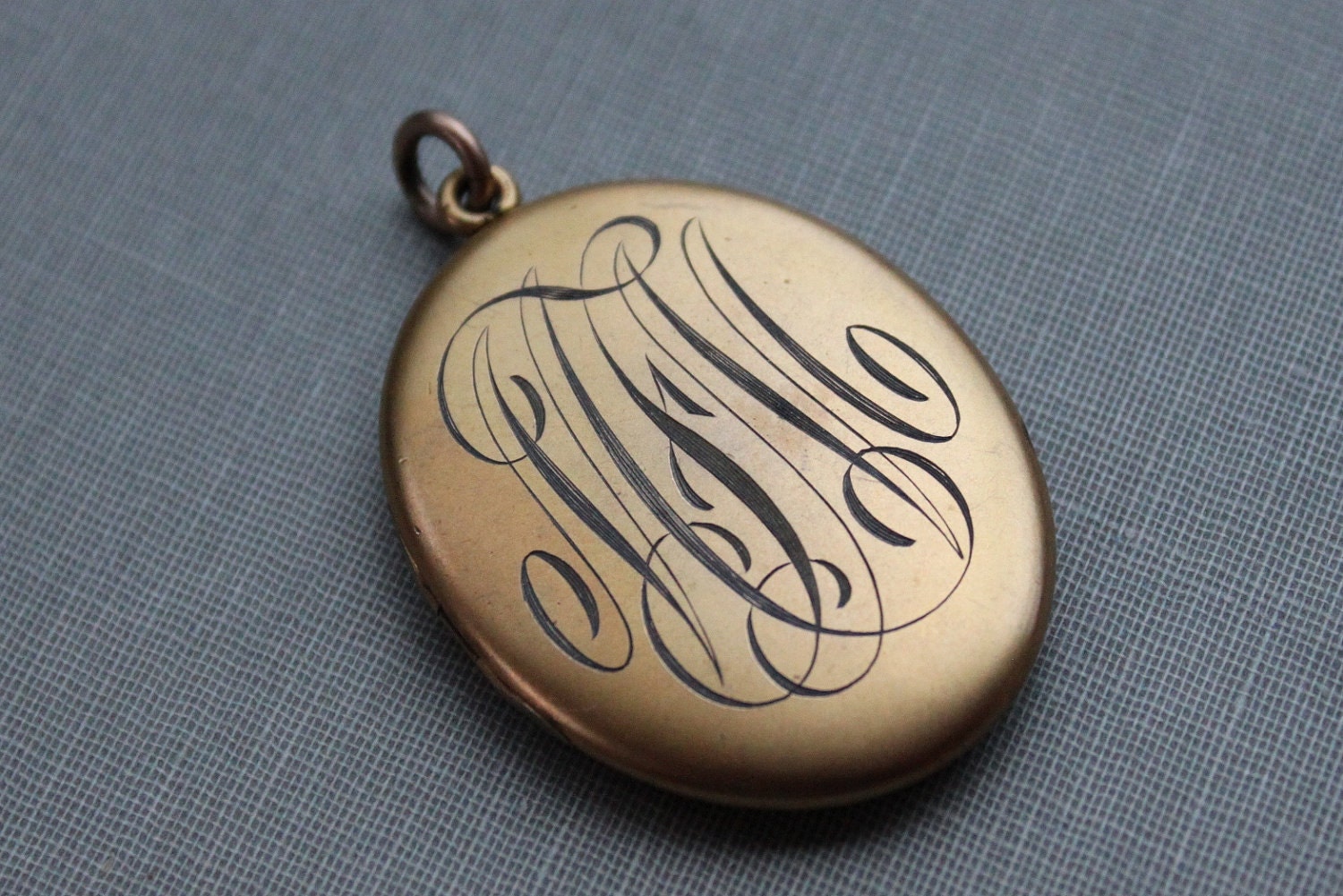 Large Oval Victorian Monogrammed Memorial Locket with Military Photographs