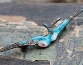Large Victorian Enamel Swallow Bird Brooch / Ancient Love Token
