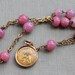 Edwardian Pink Glass St. Anne Chaplet // Gorgeous Encased French Medal