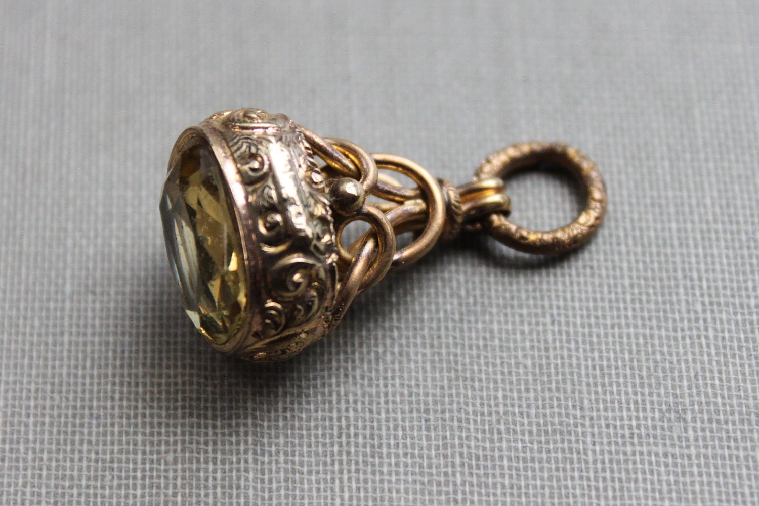 Antique Georgian Citrine Jeweled Wax Seal Fob // Hallmarked
