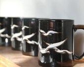 Awesome Vintage Seagull Mugs, Set of Four