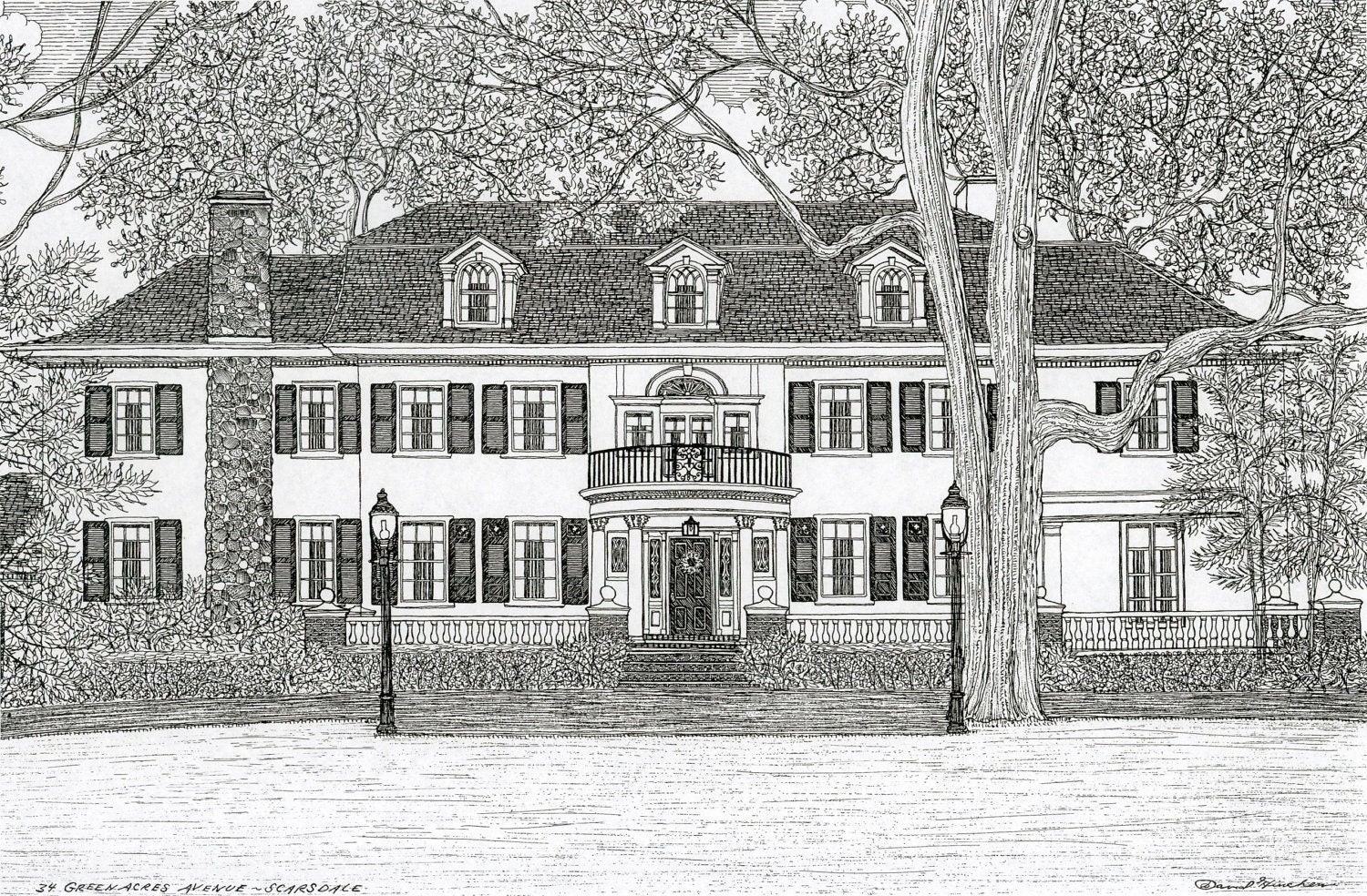 Custom House Portrait  (15 x 20 pen and ink illustration), Home Drawing, Home Rendering, House Rendering, Gift, Wall Art, Architecture