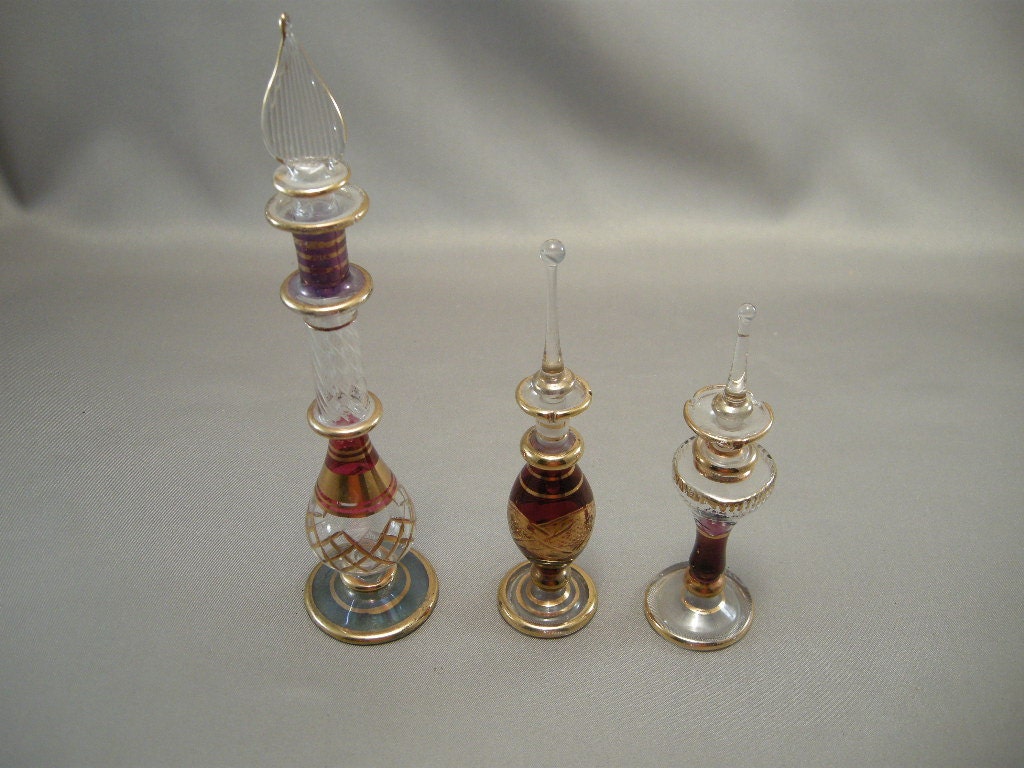 Vintage Fancy Graduated Blown Glass Perfume Bottles