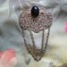 Vintage Chatelaine Brooch with Faux Onyx Stone