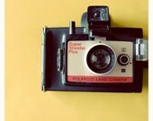 Super 5x5 Fine Art Print--Vintage Polaroid Camera Cute Whimsical Yellow Black Red Photograph