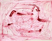 Pink Line Painting-  Original Abstract Acrylic Line Sketch on Paper- 11x15