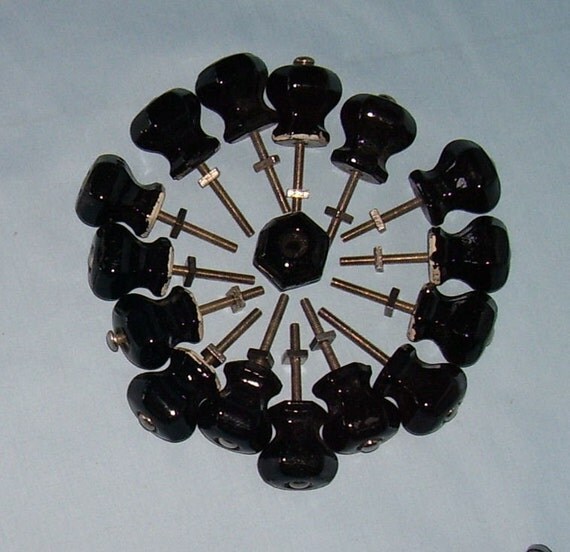 BLACK GLASS Knobs or Drawer Pulls by OurTreasures