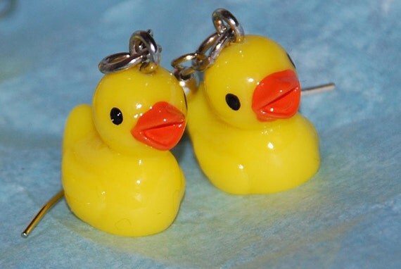 Yellow rubber duck earrings