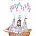 Small Pirate Party Fingerprint Guest book, Hand Painted with balloons 2 colours