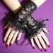 Black Lace Corset Gloves,Gothic, Laced Up Armwarmers with Black Ribbon, Cosplay party, Noir, Lace wristlets, Gypsy, Steampunk Wedding Noir
