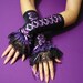 Renaissance Corset Gloves with Lace Ruffle, Laced Up Gothic Gloves in Black and Purple, Belly Dance, Gypsy, Romantic