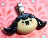 Kawaii Happy Girl with Ponytails Necklace 24 Inch Chain - In Stock and Ready to Ship