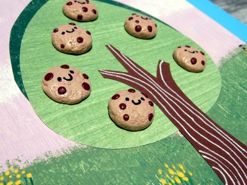 Happy Cookie Tree  - READY TO SHIP - Miniature Kawaii Food - Handmade Original by The Happy Acorn