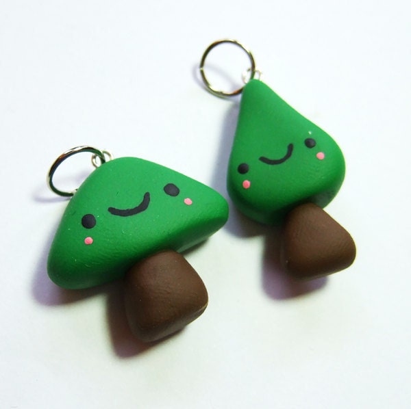 BFF Best Friends Pair of Kawaii Happy Trees Charm Set SALE - Woodland Jewelry