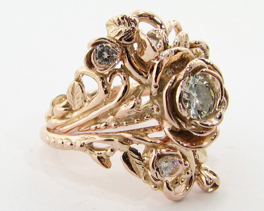 Jane Rose Wedding Set, Rose Gold & Diamond