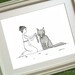 Daisy Ring, original drawing, wolf, flowers, girl, 8x10