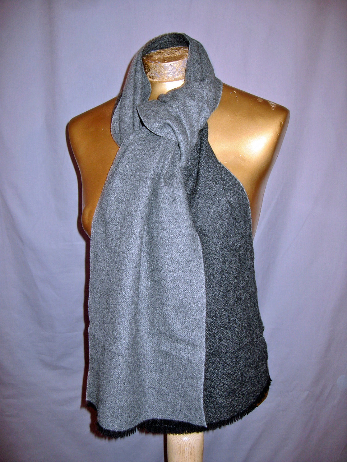 vintage 1960s scarf charcoal gray CASHMERE neck scarf