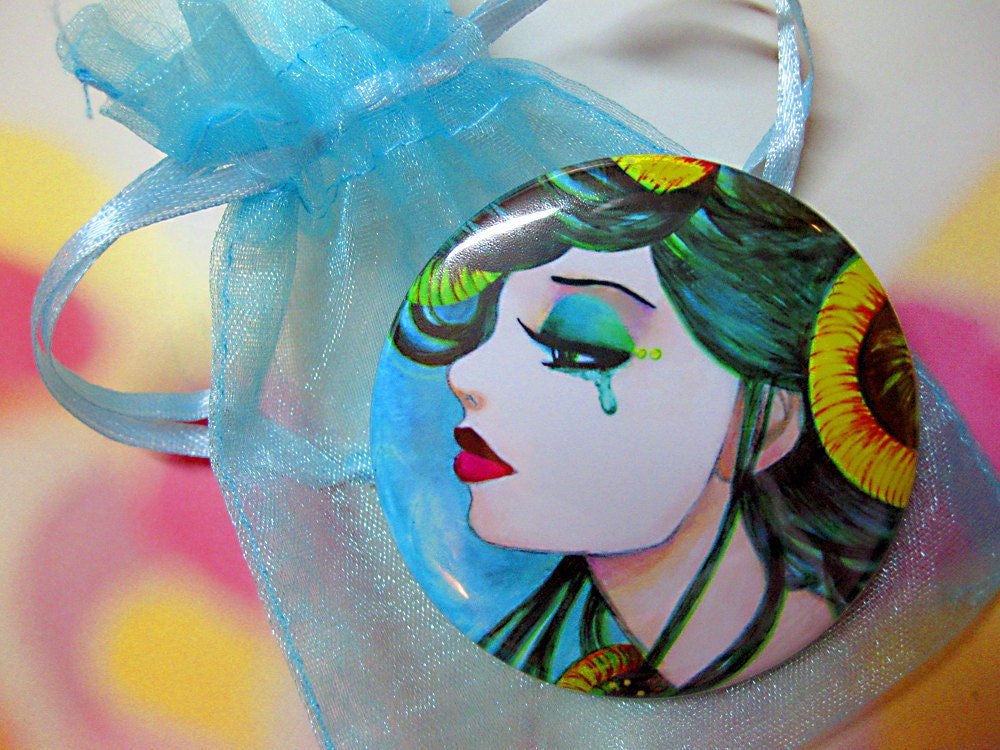 Tempest Mermaid Girl Art Pocket Mirror