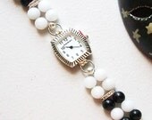 Black and White Beaded Wristwatch fashion jewelry plus size
