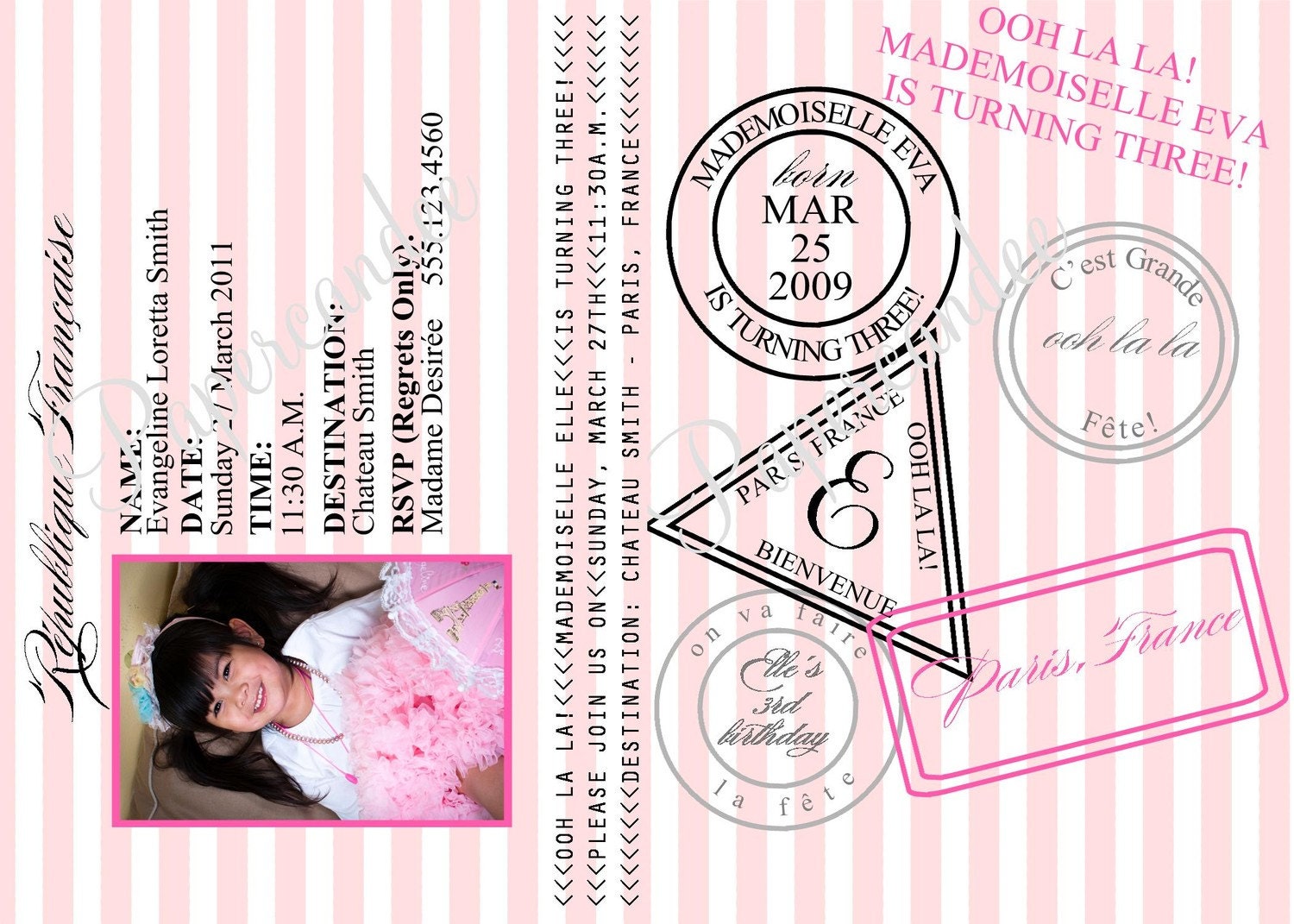 THE ORIGINAL Parisian Themed Passport Invitations - New Designs - Printable File by Papercandee