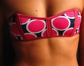 Josephine top in pink circle on navy fabric by cmiya swim