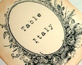 Wedding table name cards, number signs, ornate frames,  sepia, set 10